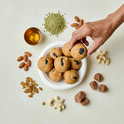 Whole Moong Jaggery-Ghee Ladoo / Laddu | मूग लाडू